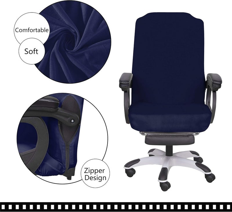 SARAFLORA Office Chair Cover - Large, Navy - Removable Universal Rotating Chair Desk Cover with Zipper - Image 5
