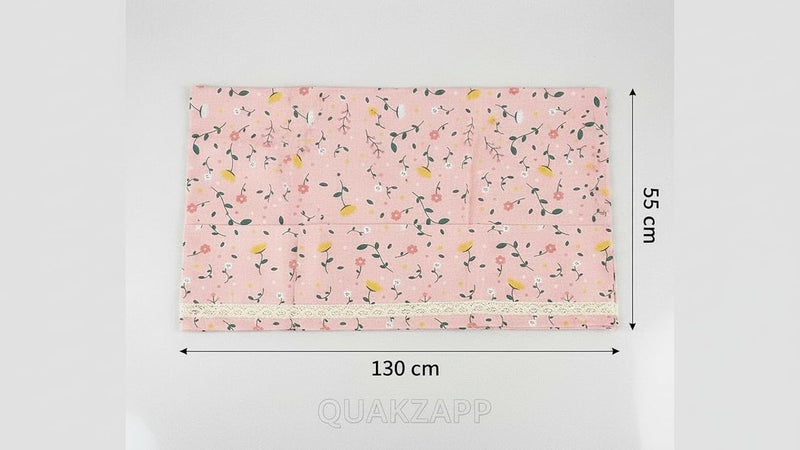 Quakzapp غطاء الثلاجة قماش قطني بحري غطاء مضاد للغبار منشفة الثلاجة غطاء الغبار الفريزر الثلاجة أغراض المكتب غسالة أكياس تخزين منظمة (130 × 55 سم) (وردي) - Image 4