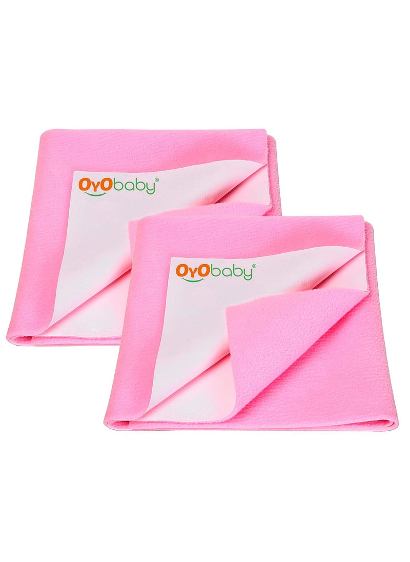 OYO BABY - OYO BABY 100% Waterproof Polycotton Toddler Baby Dry Sheet, Extra Absorbent Infant Bed Sheet for New Born & Toddler Babies, Baby Bedding Protector for Toddler Children, Medium Size, 100 X 70 cm, Pink - Image 1