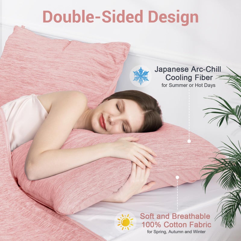 Elegear Cooling Pillow Cases for Hot Sleepers, Japanese Q-Max 0.45 Cooling Pillowcases, Both Sides[Cooling/Cotton], Breathable Soft Pillowcase for Hair and Skin, Set of 2-Pink (Standard (20" x 26")) - Image 3