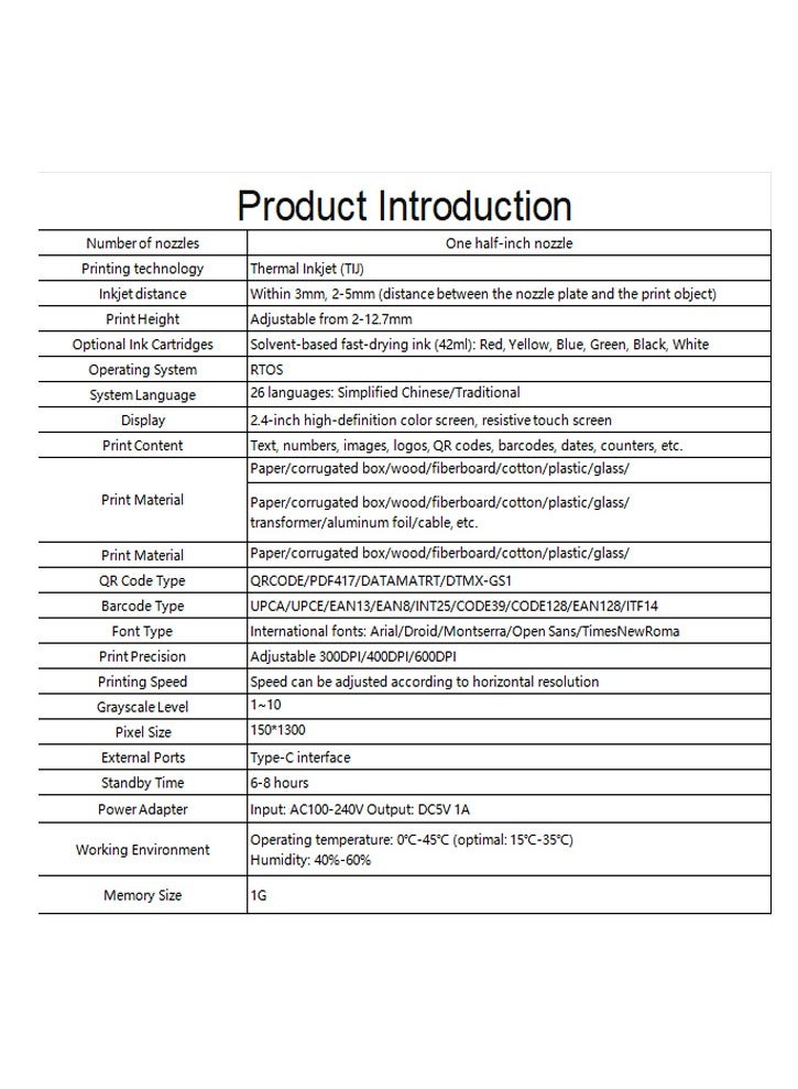 Mini HD Inkjet Printer, Editable Handheld Inkjet Printer, Solvent-Based Quick-Drying Ink, Supports 26 Languages, HD Color Screen, Touchscreen Operation, Used For Date Labels/Barcodes/Text/Numbers/Nm - Image 5