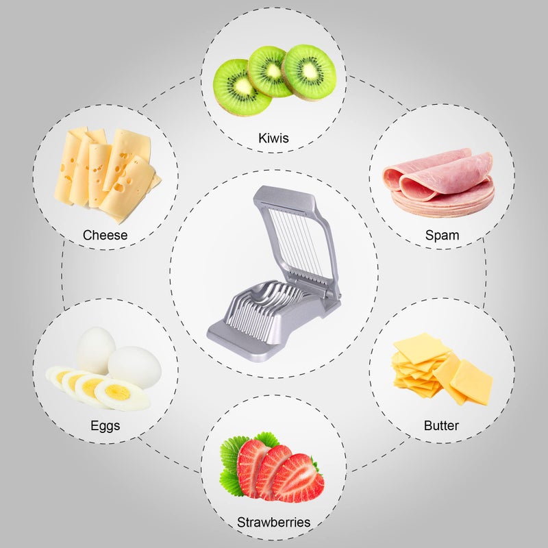 Codoule Egg Slicer for Hard Boiled Eggs Egg Cutter Strawberry Slicer Heavy Duty Aluminium Tomato Slicer Stainless Steel Wire Multipurpose Egg Slicer Dicer for Soft Fruit Mushroom Home Use - Image 3