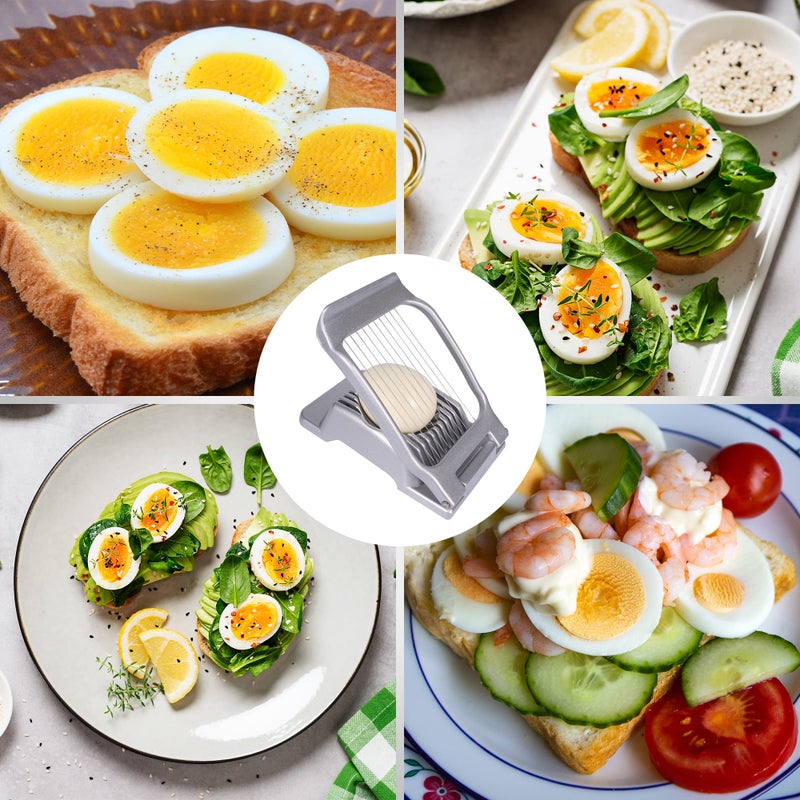 Codoule Egg Slicer for Hard Boiled Eggs Egg Cutter Strawberry Slicer Heavy Duty Aluminium Tomato Slicer Stainless Steel Wire Multipurpose Egg Slicer Dicer for Soft Fruit Mushroom Home Use - Image 5