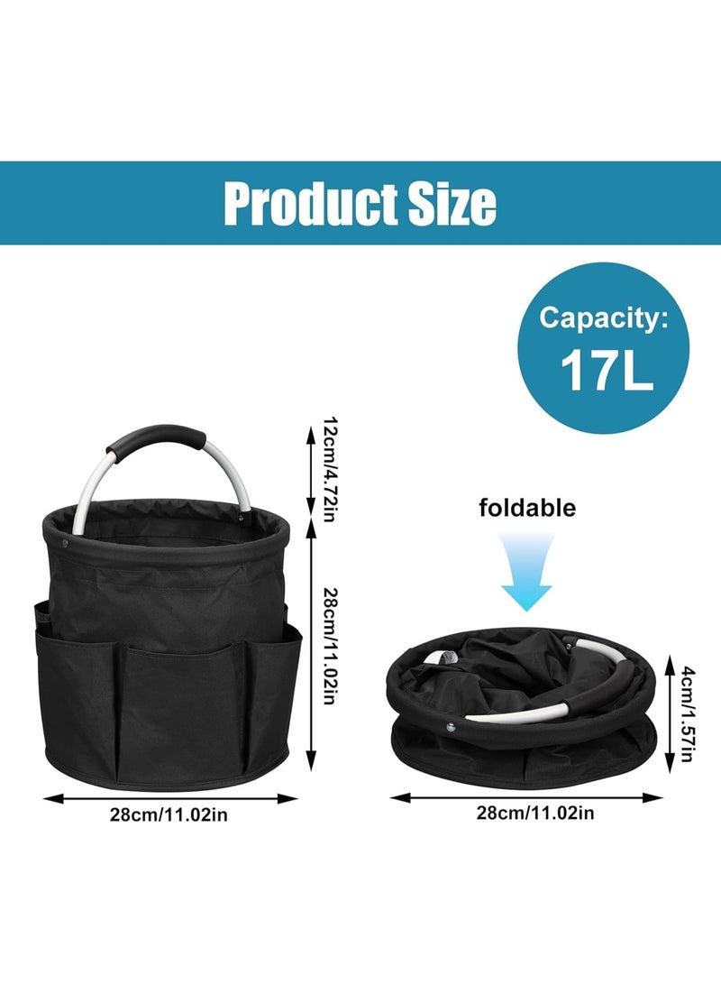0TO1 TECH Cleaning Bucket Storage Basket with Handle, Cleaning Products Organiser, Multi Picnic Basket Bag, 17L Foldable Storage Basket, Garden Tool Bag, Portable Cleaning Bucket Duty for Home Kitchen Bathroom - Image 2