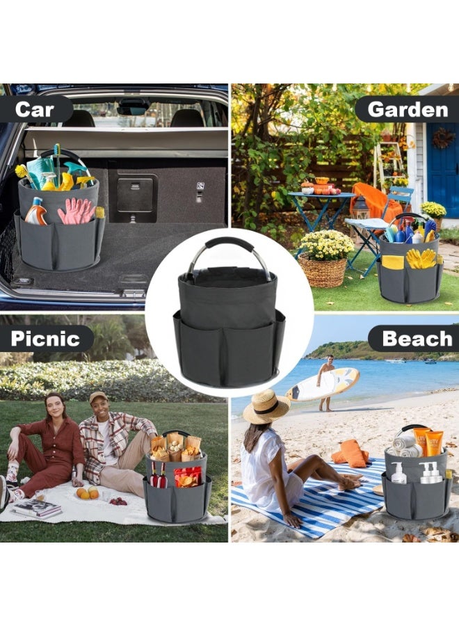 0TO1 TECH Cleaning Bucket Storage Basket with Handle, Cleaning Products Organiser, Multi Picnic Basket Bag, 17L Foldable Storage Basket, Garden Tool Bag, Portable Cleaning Bucket Duty for Home Kitchen Bathroom - Image 3