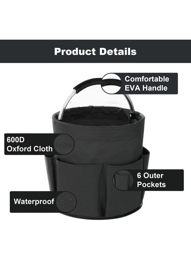 0TO1 TECH Cleaning Bucket Storage Basket with Handle, Cleaning Products Organiser, Multi Picnic Basket Bag, 17L Foldable Storage Basket, Garden Tool Bag, Portable Cleaning Bucket Duty for Home Kitchen Bathroom - Image 4