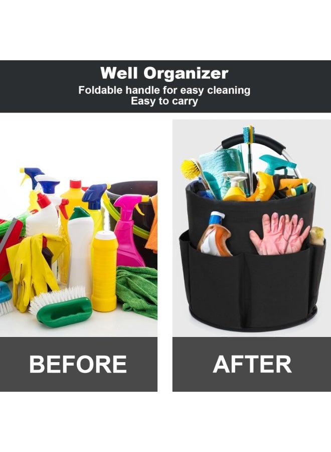 0TO1 TECH Cleaning Bucket Storage Basket with Handle, Cleaning Products Organiser, Multi Picnic Basket Bag, 17L Foldable Storage Basket, Garden Tool Bag, Portable Cleaning Bucket Duty for Home Kitchen Bathroom - Image 5