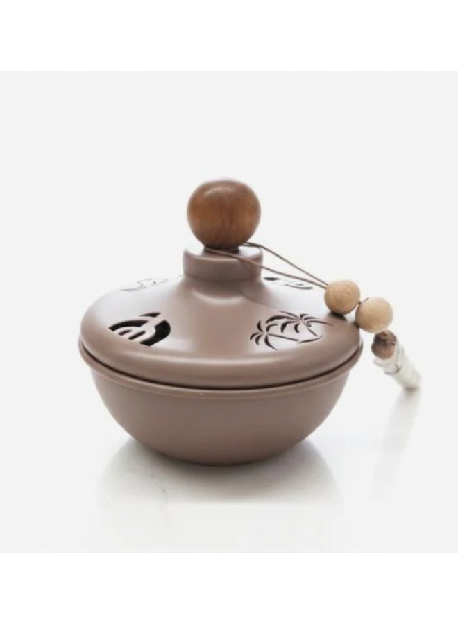 AKDC Handcrafted Metal Candy Server—12 cm, Hand-painted Floral Motifs and Artisanal details, Brown - Image 1