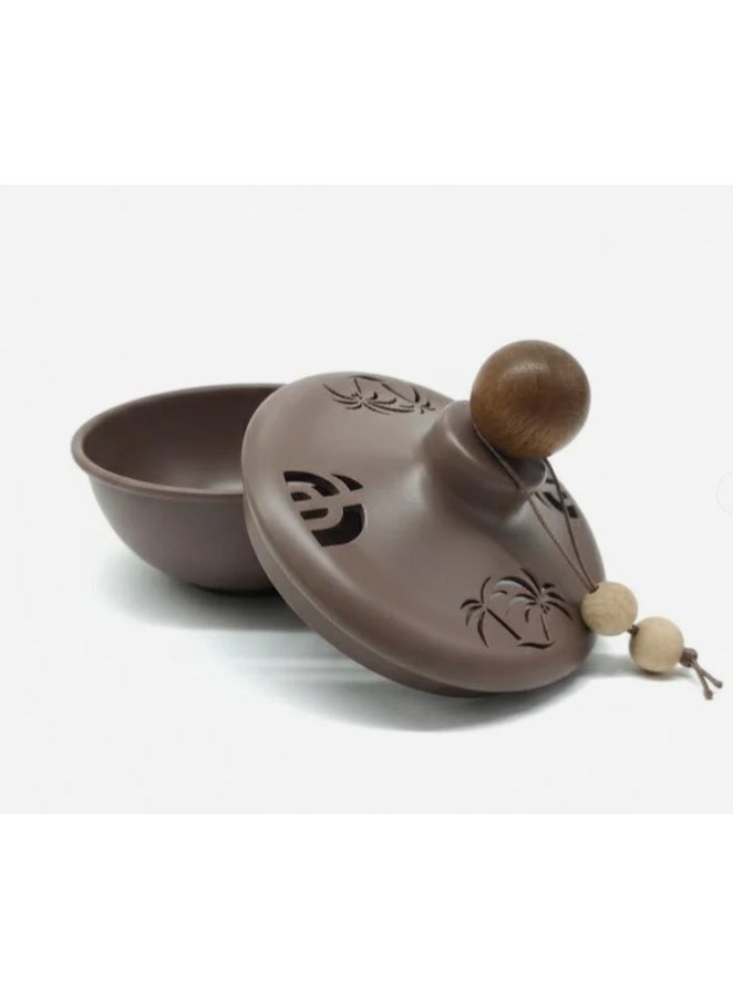 AKDC Handcrafted Metal Candy Server—12 cm, Hand-painted Floral Motifs and Artisanal details, Brown - Image 3