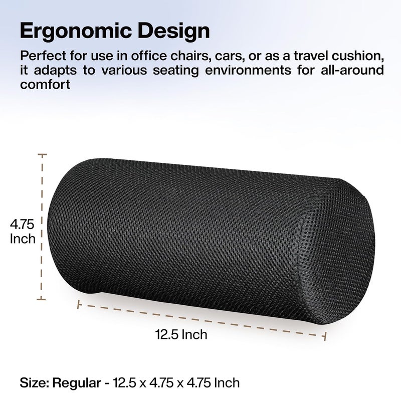 FOVERA Lumbar Support Roll for Back Pain Relief Versatile Cushion for Office Car and Travel with Adjustable Strap Provides Ideal Lumbar Back Support Posture Correction Regular - Image 4