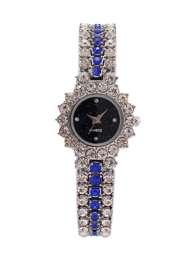 Women Rhinestone Quartz Watch Fashion Silver Bracelet Jewelry Wristwatch