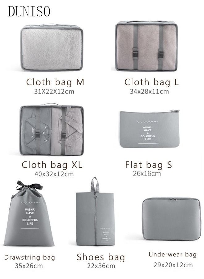 DUNISO 7PCS Travel Storage Bag Set Multi-functional Clothing Sorting Packages Travel Packing Compression Pouche Luggage Organizer Pouch for Moving Traveling  - Image 2