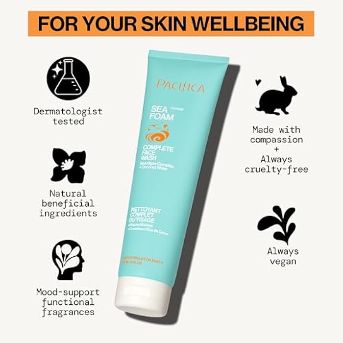 Pacifica Beauty Sea Foam Face Cleanser, Daily Gentle Foaming Face Wash, With Coconut Water + Sea Algae Complex, Removes Makeup, For Combination and Oily Skin, Vegan and Cruelty Free, Clean Skin Care - Image 5