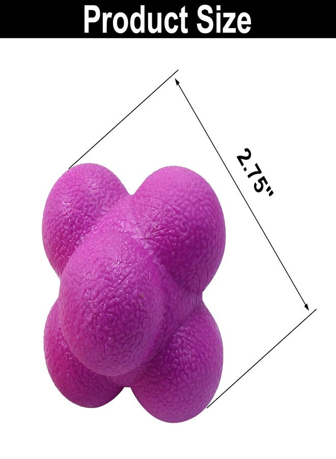 Coufce 2 Pack Reaction Balls Agility Training Ball Hand Eye Coordination Training Sports Reaction Speed Multiside Reaction Ball（Pink and Purple） - Image 2