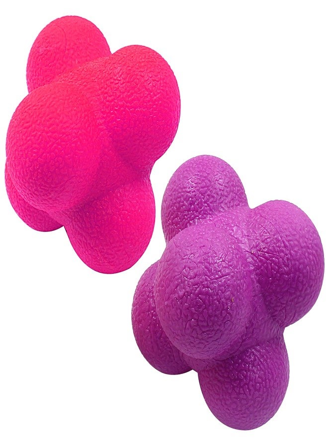 Coufce 2 Pack Reaction Balls Agility Training Ball Hand Eye Coordination Training Sports Reaction Speed Multiside Reaction Ball（Pink and Purple） - Image 1