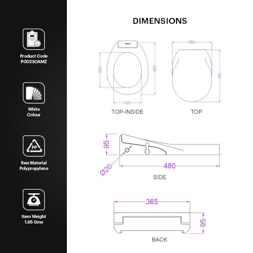 Johnson Bathrooms Johnson EcoClean Oval Shaped Bidet Toilet Seat Cover | 2 Retraceable Wands for Gentle & Strong Cleaning | Soft Close Feature | Retraceable Self Cleaning Wands | 1950 Grams | 50 cm x 36.3 cm - Image 3