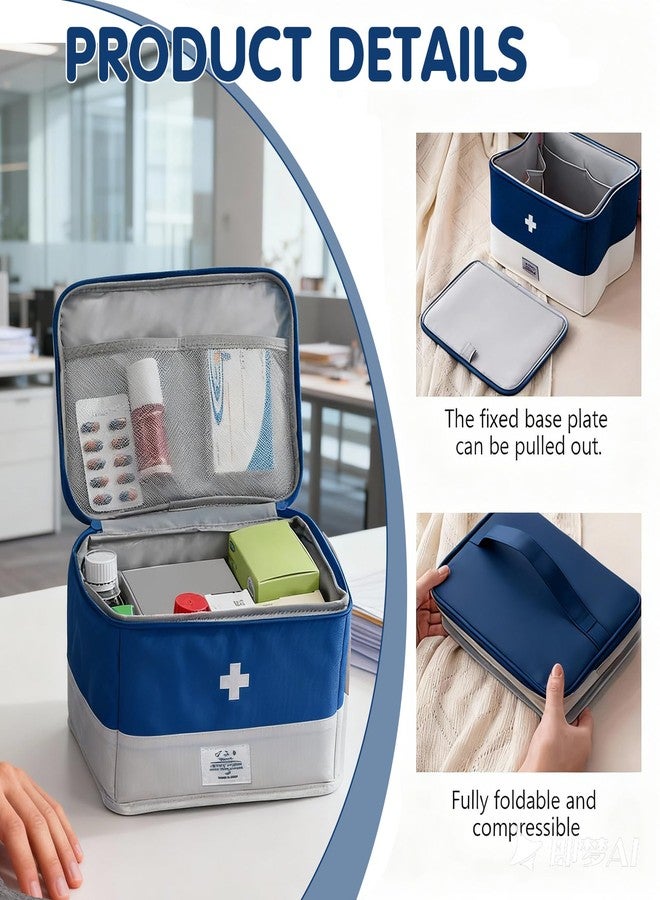 XPAPOV Travel Medicine Bag Organizer, Portable Medical Bag Empty, for Home, Travel, Camping, Car, Hiking & Outdoor Emergencies, Emergency Medical Kits (Blue) - Image 4