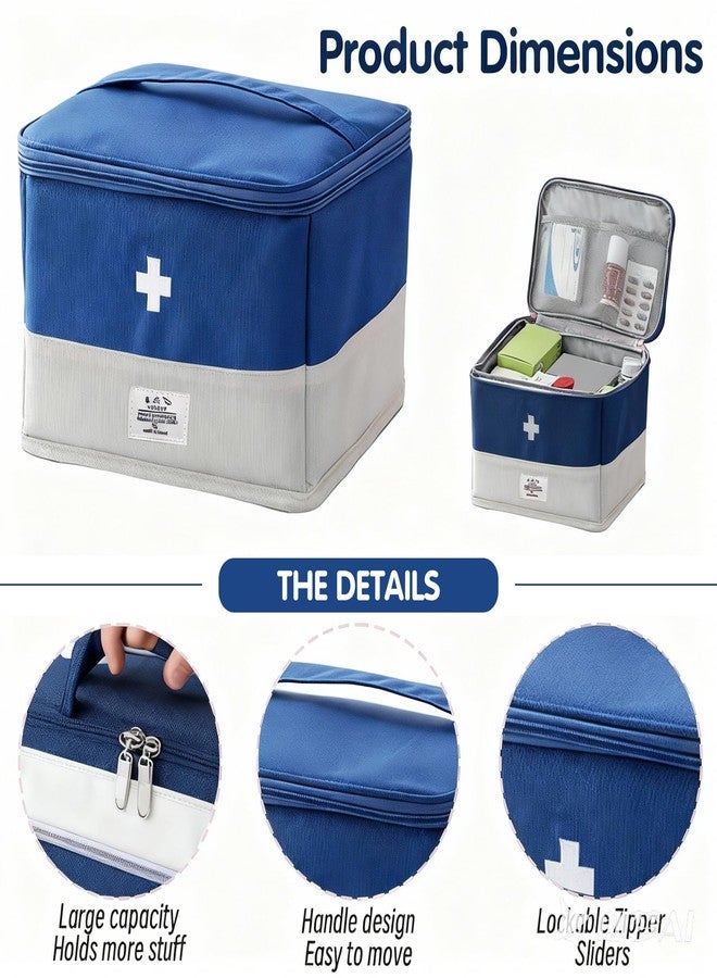 XPAPOV Travel Medicine Bag Organizer, Portable Medical Bag Empty, for Home, Travel, Camping, Car, Hiking & Outdoor Emergencies, Emergency Medical Kits (Blue) - Image 3