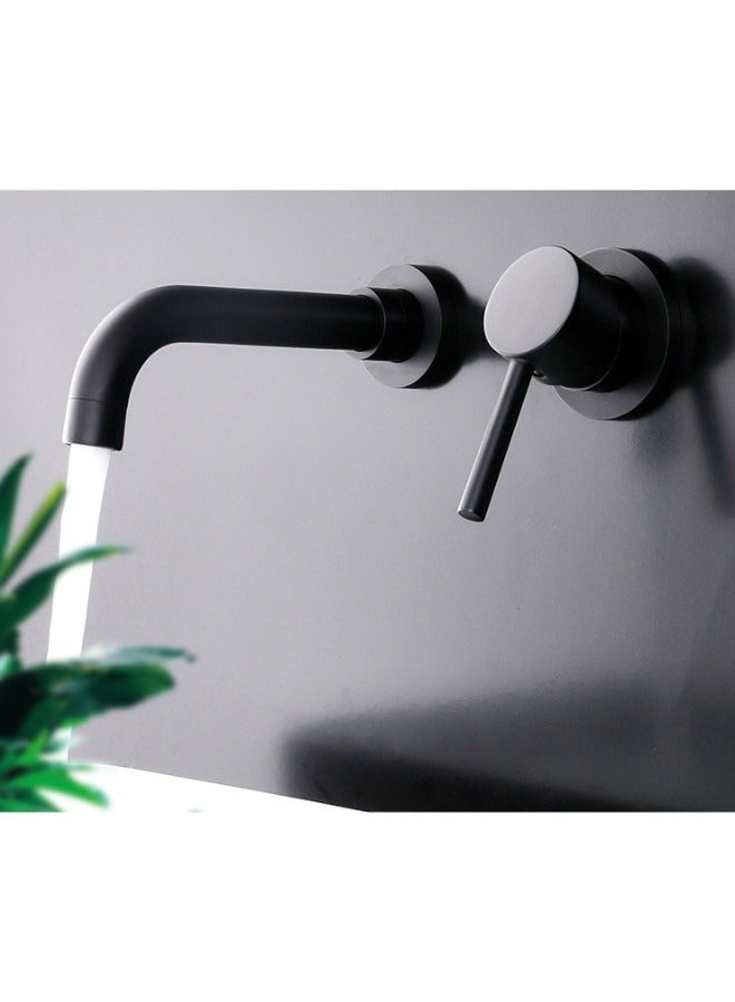 Wall Mounted Concealed Bath Basin Faucet Mixer Taps Matte Black - Image 1
