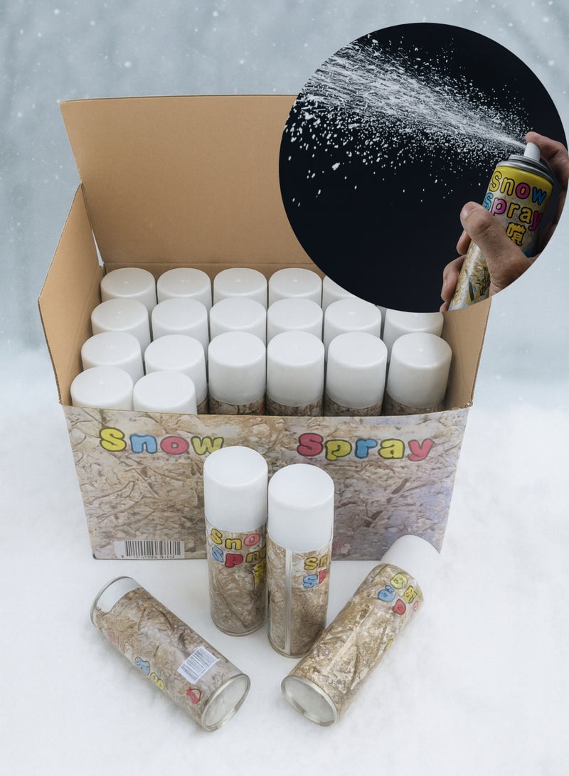 Snow Spray for Party Celebration – 24 PCS Pack | Artificial Snow Spray Cans for UAE National Day, Christmas, New Year, Birthday & Festival Decoration | Easy Spray, Non-Toxic, 250ml - Image 1