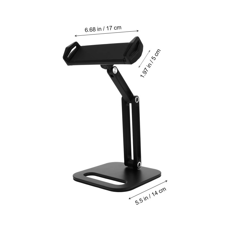 Adjustable Desktop Phone Stand Foldable Tablet Holder Portable Dual Use Stable Base Black - Image 3