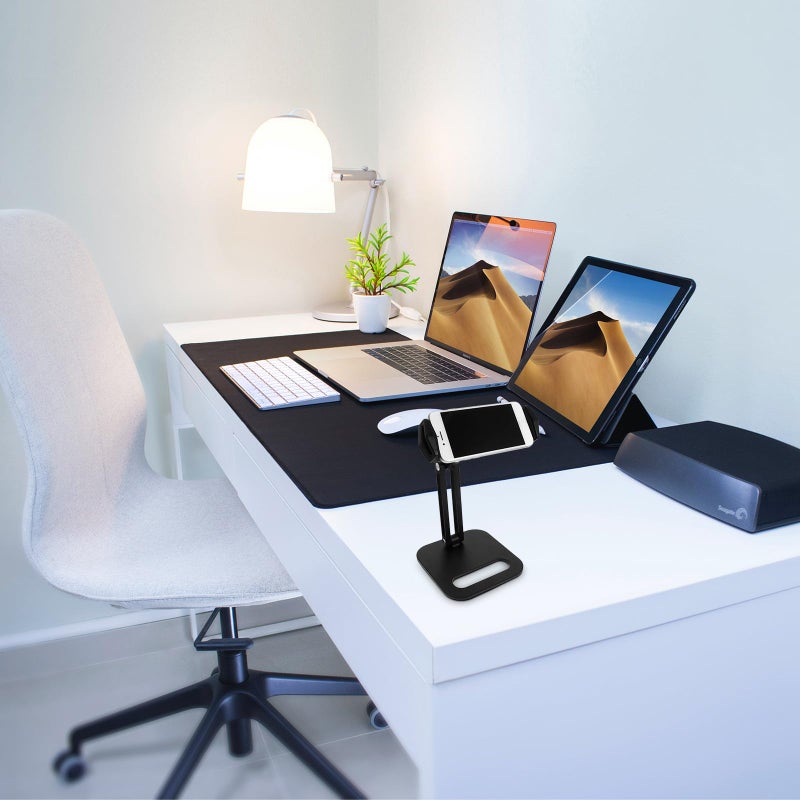 Adjustable Desktop Phone Stand Foldable Tablet Holder Portable Dual Use Stable Base Black - Image 5