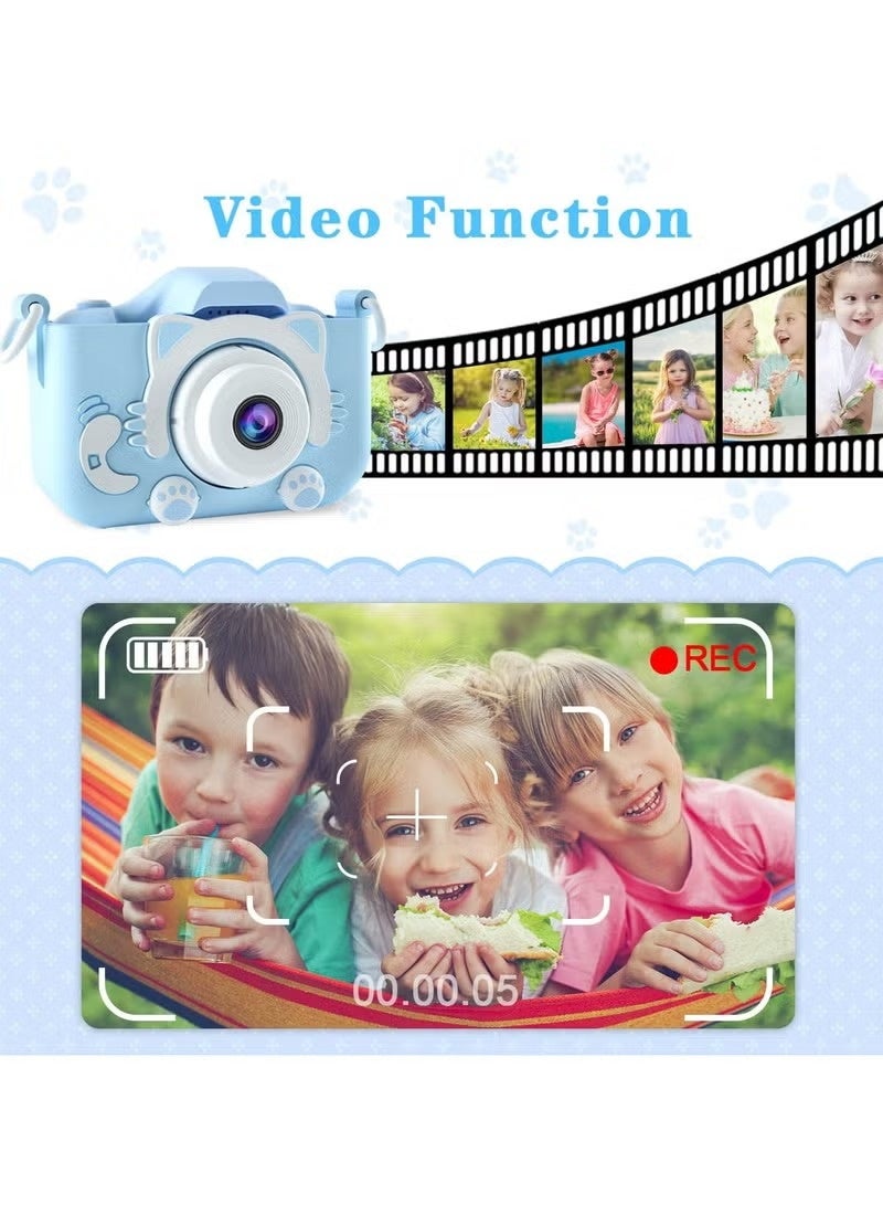 Kids Camera Upgrade HD Digital Camera for Toddlers Kid Camera Toys Front and Back Dual Cameras for Taking Photos and Recording Videos Multiple Cute Cartoon Photo Frames with 2.0in IPS Screen Gift Blue - Image 2
