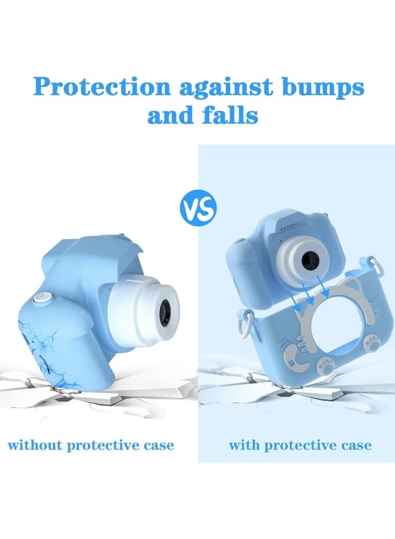 Kids Camera Upgrade HD Digital Camera for Toddlers Kid Camera Toys Front and Back Dual Cameras for Taking Photos and Recording Videos Multiple Cute Cartoon Photo Frames with 2.0in IPS Screen Gift Blue - Image 5