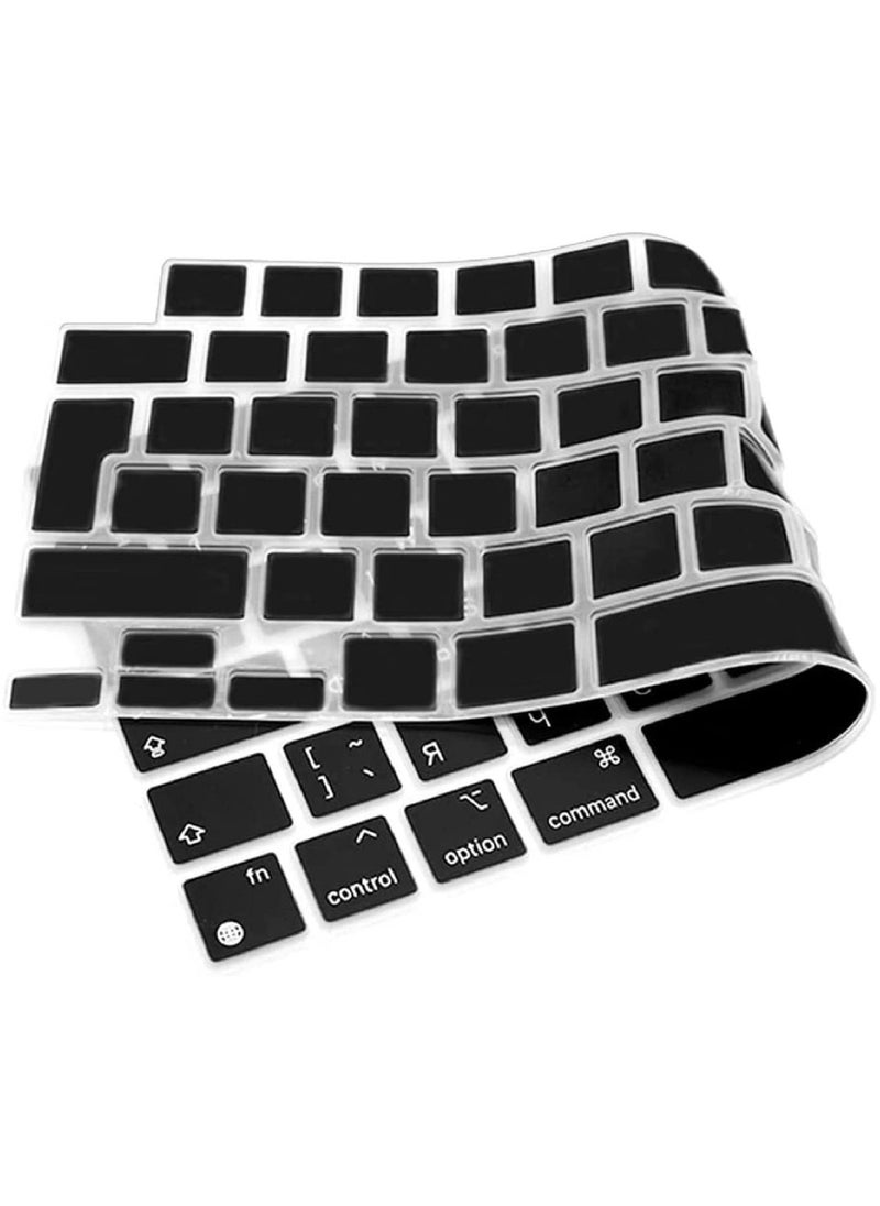 Mufaens EU/UK Layout Russian/English Keyboard Cover Compatible with MacBook New Air 13.6" & 15.3" M4/M3/M2 Model:-A3113/A2681/A2941/A3114 Release 2024/2023/2022"& MacBook Pro 14.2" & 16.2" M4/M3/M2/M1 Model:- A3112/A3185/A3401/A2992/A2918/A2779/A2442/ A3403/A3186/A2991/A2780/A2485 Release 2024-2021" Black  - Image 4