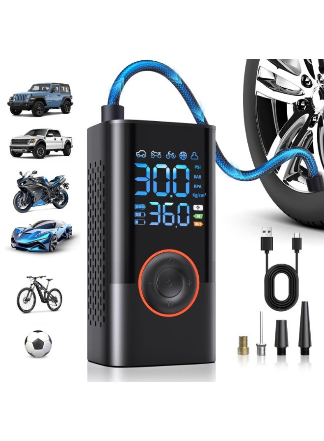 Generic Tire Inflator Portable Air Compressor Portable Cordless Mini Air Pump with Digital Pressure Gauge 150PSI 3X Fast Inflation and Auto Shutoff Function Tires Pump for Cars Motorcycles Bikes Balls  - Image 1