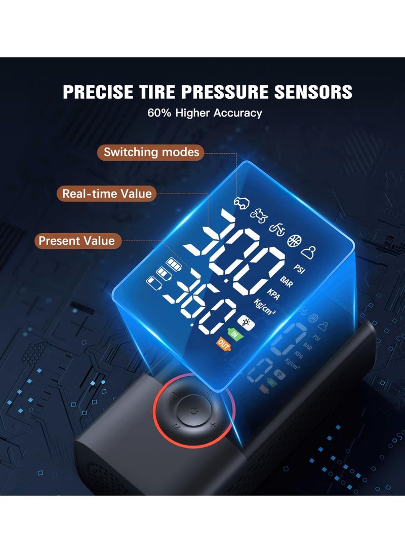 Generic Tire Inflator Portable Air Compressor Portable Cordless Mini Air Pump with Digital Pressure Gauge 150PSI 3X Fast Inflation and Auto Shutoff Function Tires Pump for Cars Motorcycles Bikes Balls  - Image 4