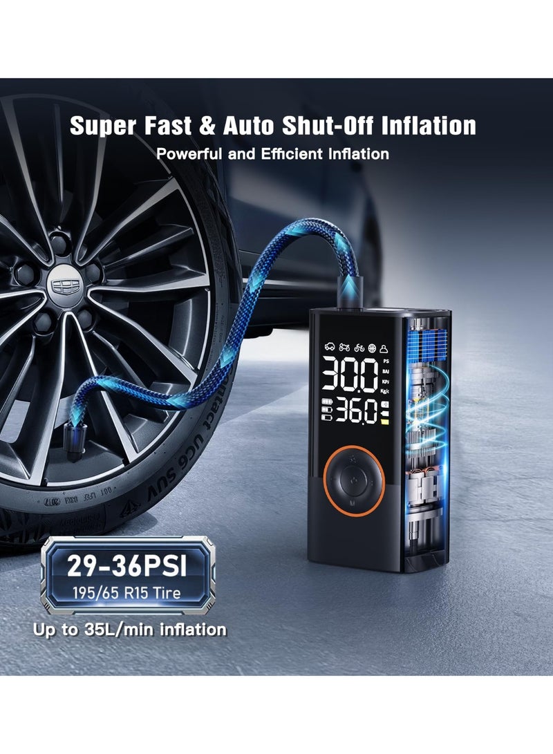 Generic Tire Inflator Portable Air Compressor Portable Cordless Mini Air Pump with Digital Pressure Gauge 150PSI 3X Fast Inflation and Auto Shutoff Function Tires Pump for Cars Motorcycles Bikes Balls  - Image 3
