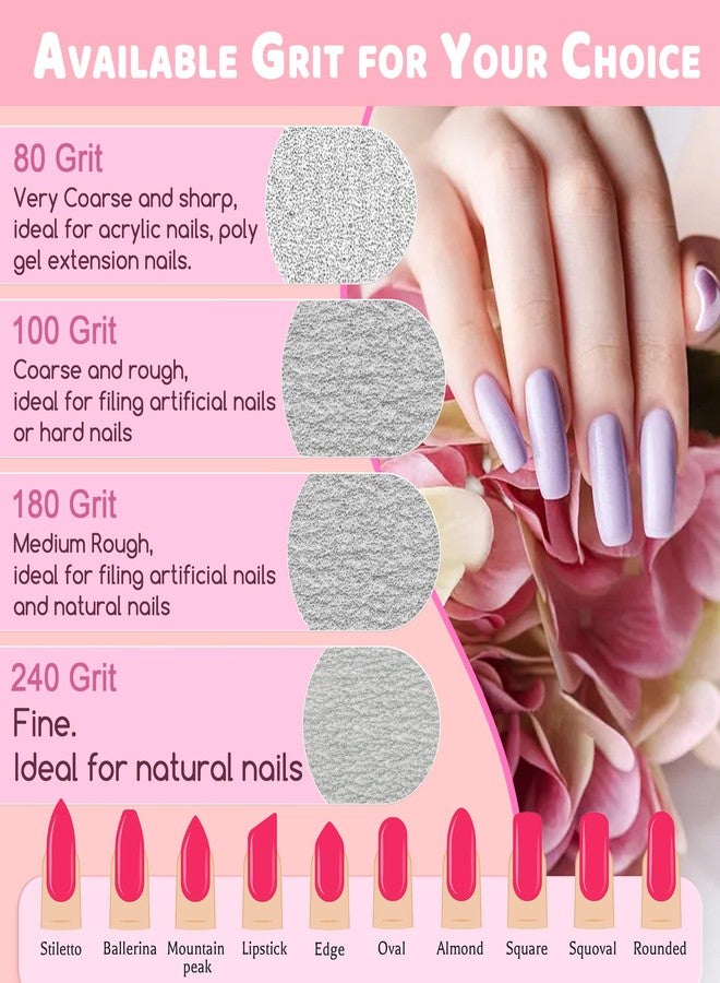 BLESWIN Professional Nail Files, Emery Board Nail File for Natural Nails 100/180/240 Grit Nail Files for Acrylic Nails 12pcs Fine Grit Nail File Manicure Tools Coarse Fingernail Files (100/180 Grit) - Image 3