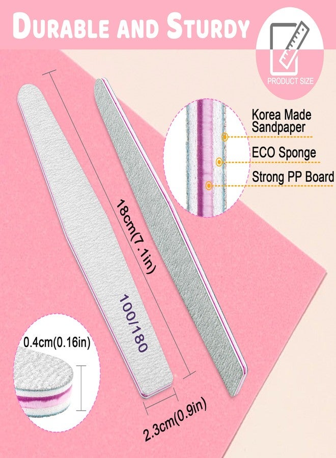 BLESWIN Professional Nail Files, Emery Board Nail File for Natural Nails 100/180/240 Grit Nail Files for Acrylic Nails 12pcs Fine Grit Nail File Manicure Tools Coarse Fingernail Files (100/180 Grit) - Image 2