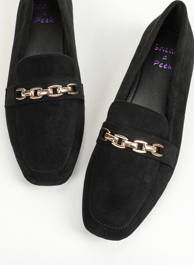 Sneak-a-Peek Metal Chain Accent Suede Look Mules by Styli  - Image 5