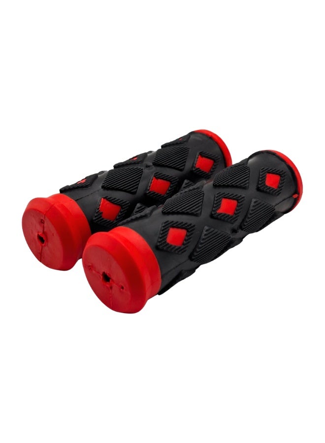 Fukukawa Kids Bicycle Handle Grips Anti-Slip Rubber Bike Handlebar Grips Soft Comfortable Grip for Kids Bike Scooter Black Red Pack of 2 - Image 1