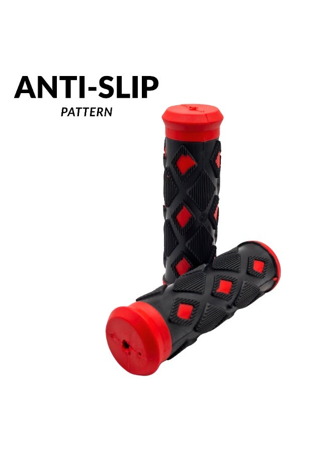 Fukukawa Kids Bicycle Handle Grips Anti-Slip Rubber Bike Handlebar Grips Soft Comfortable Grip for Kids Bike Scooter Black Red Pack of 2 - Image 2