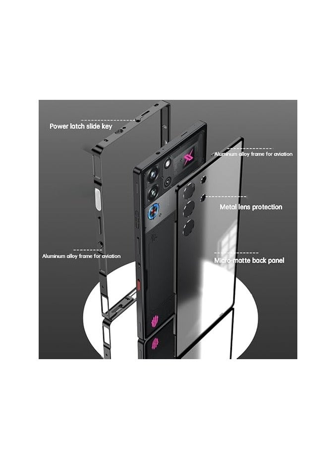 Case Compatible with ZTE Nubia Red Magic 10 Pro/10 Pro+ 5G Case, Aluminium Alloy Metal Frame Matte Frosted Translucent Back Cover Shockproof Protective Shell - Image 3