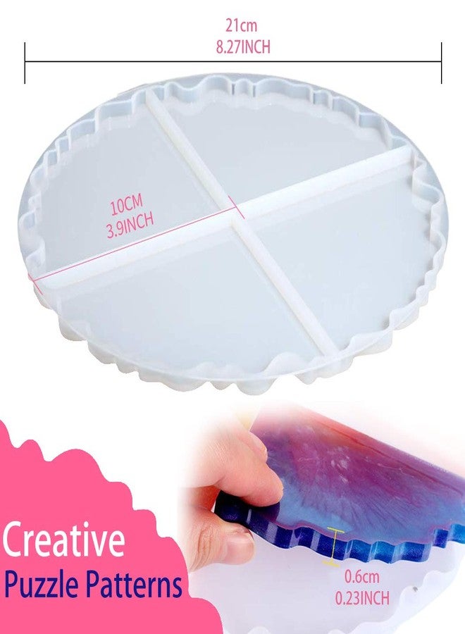 Outgeek Epoxy Silicone UV Resin Include 4 Quarter Circle Patterns with Irregular Edge Thick Casting Coaster Mould - Image 2