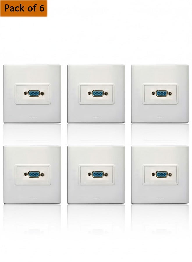 تايمي عبوة من 6 غطاء لوحة الحائط لمعلومات منفذ وحدة VGA مع مقبس لوحة الحائط للوحدة - Image 1