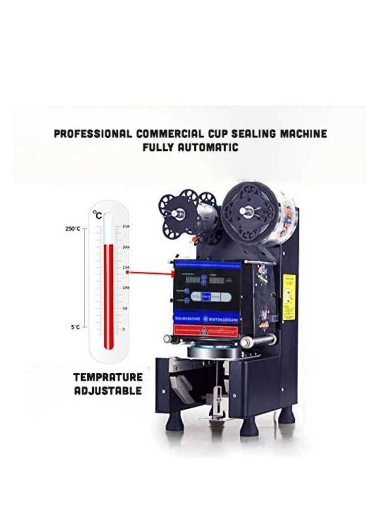 BOSTON COOLERS - BOSTON COOLERS Commercial Fully Automatic Bubble Tea Cup Sealing Machine Boba Milktea Cup Sealer with Control LCD Panel, Tabletop Sealers/Plastic Cup Sealer or Bubble Milk Tea Coffee Smoothies - Image 1