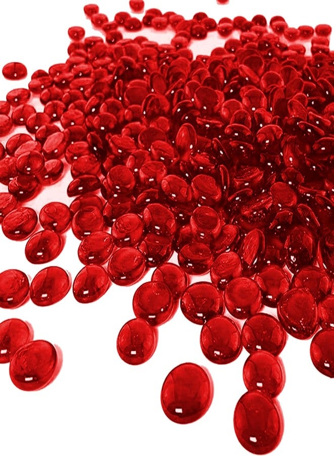 ARSUK 1LB Red Glass Pebbles for Vase Fillers, Aquarium Gravel, Decorative Stones for Crafts, Fish Tanks, Plant Pots, Wedding, Garden, Home Decor - Flat Glass Marbles (Red, 1LB) - Image 1