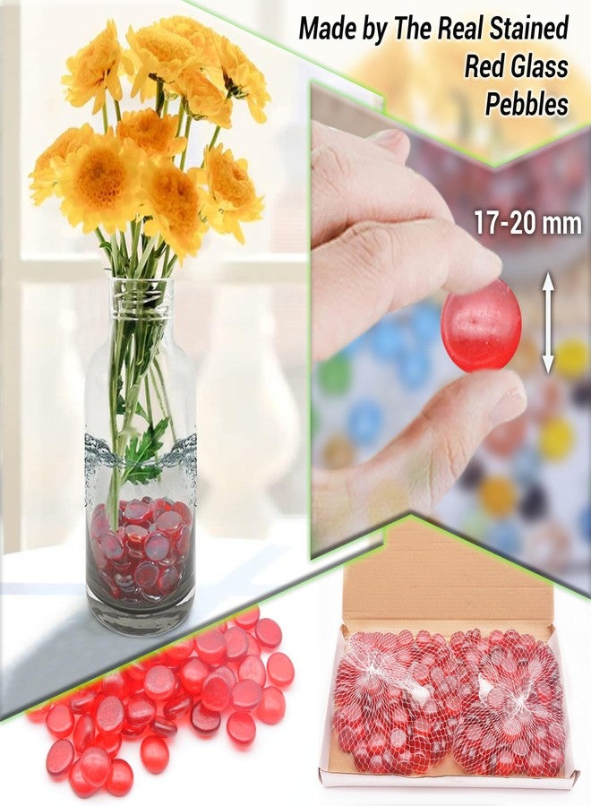 ARSUK 1LB Red Glass Pebbles for Vase Fillers, Aquarium Gravel, Decorative Stones for Crafts, Fish Tanks, Plant Pots, Wedding, Garden, Home Decor - Flat Glass Marbles (Red, 1LB) - Image 3