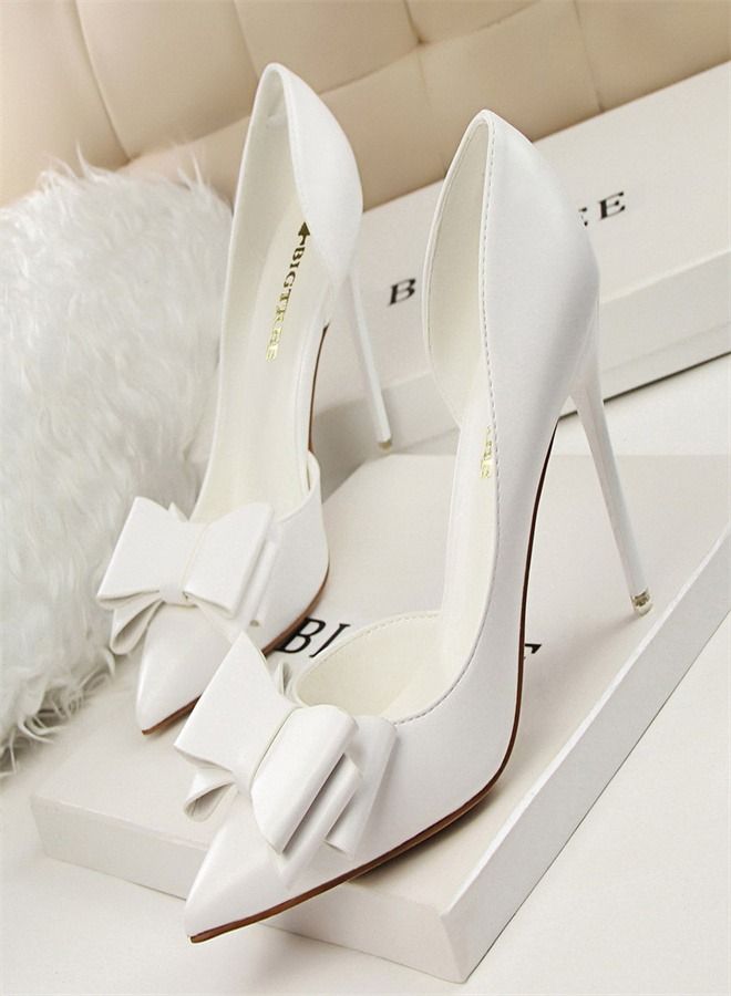 BIGTREE Fashion Pointed High Heels 10.5CM White 