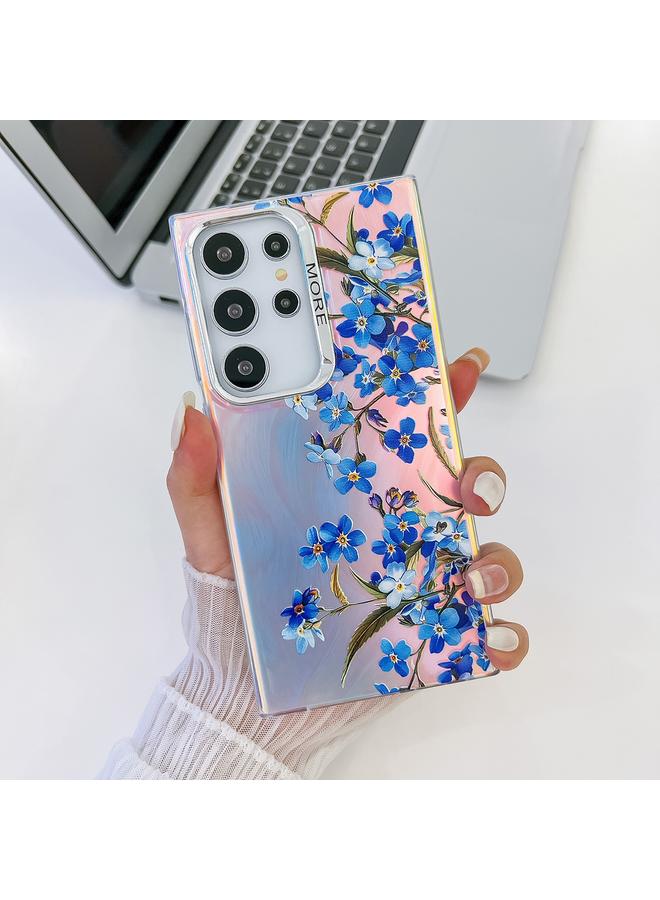 إيروريكس جراب لهاتف Samsung Galaxy S22 Ultra 5G، جراب هاتف TPU مطلي بالكهرباء ومزخرف بنقشة زهور الليزر - Image 1