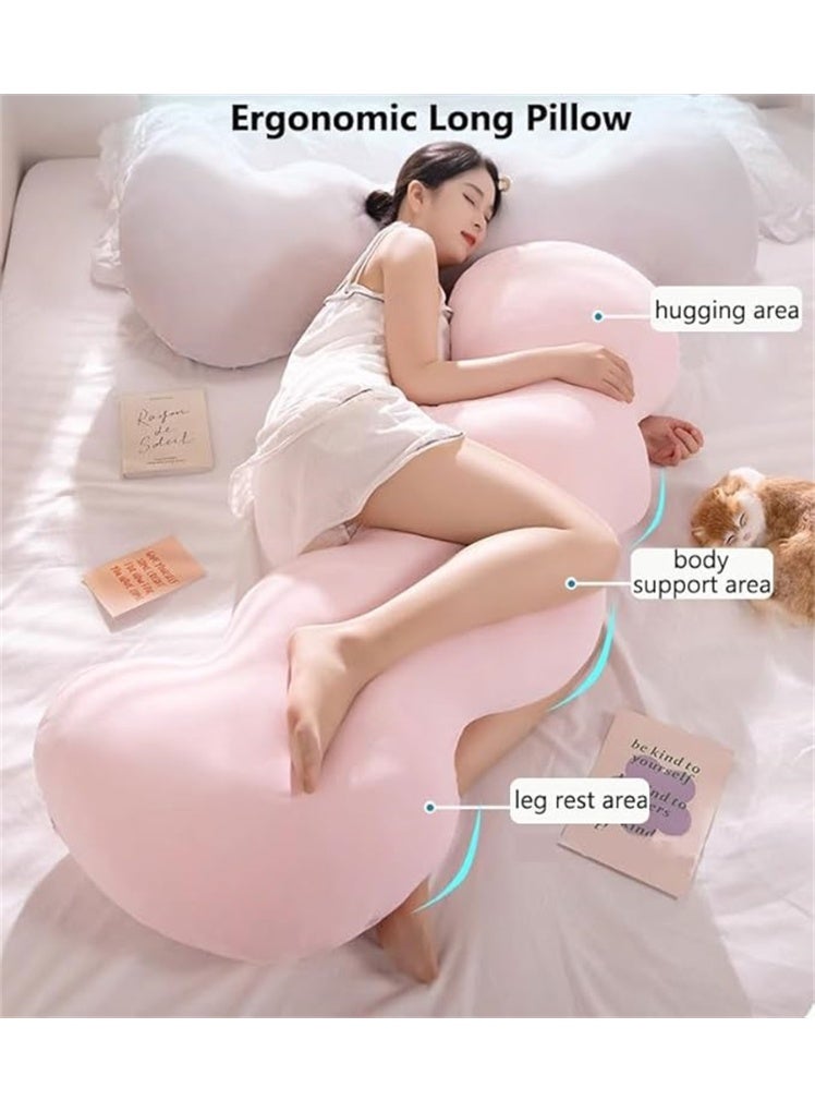 Large Body Pillow, Breathable Long Cloud Shape Pillow for Side Sleeper, Cooling Memory Foam Body Pillow Big Large Firm Full Body Pillow for Adults, 130*50cm (Pink) - Image 3