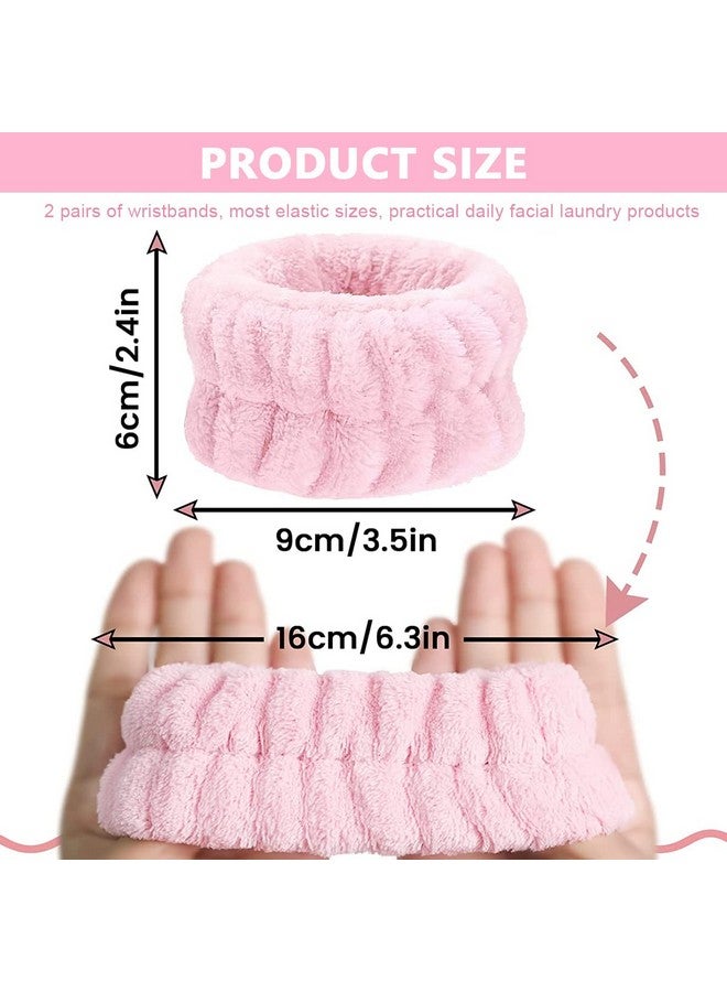 maycreate MAYCREATE® 2 Pairs Wrist Spa Washband Microfiber Wrist Wash Towel Band Wristband for Washing Face Absorbent Wrist Sweatband for Women Girls, Prevent Liquid from Spilling (Blue+Pink) - Image 2