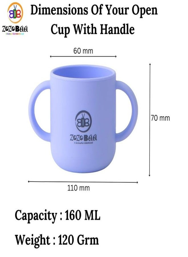ZoZoBaa Silicone Baby Drinking Open Cup with Two Handles | Multipurpose Tiny Cups for Infant's First Stage Training | Bpa-Free, Unbreakable Non Sippy Cup for Toddlers (Purple) - Image 2