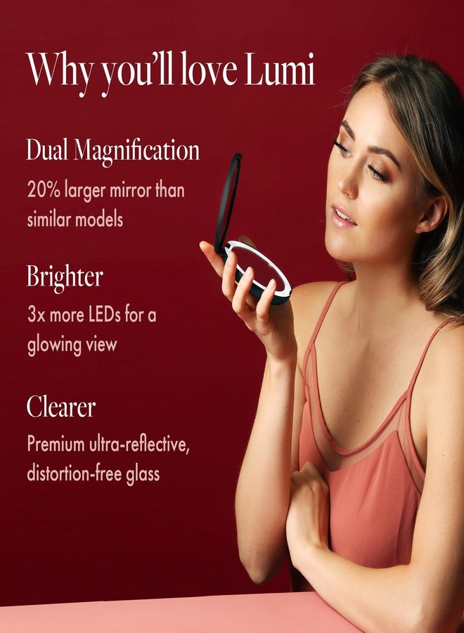 Fancii LED Lighted Travel Makeup Mirror, 1x/10x Magnification - Daylight LED, Compact, Portable, Large 5" Wide Illuminated Folding Mirror (Lumi) (White) - Image 5