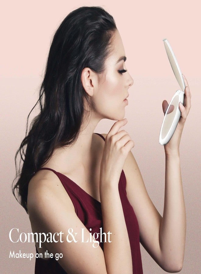 Fancii LED Lighted Travel Makeup Mirror, 1x/10x Magnification - Daylight LED, Compact, Portable, Large 5" Wide Illuminated Folding Mirror (Lumi) (White) - Image 3